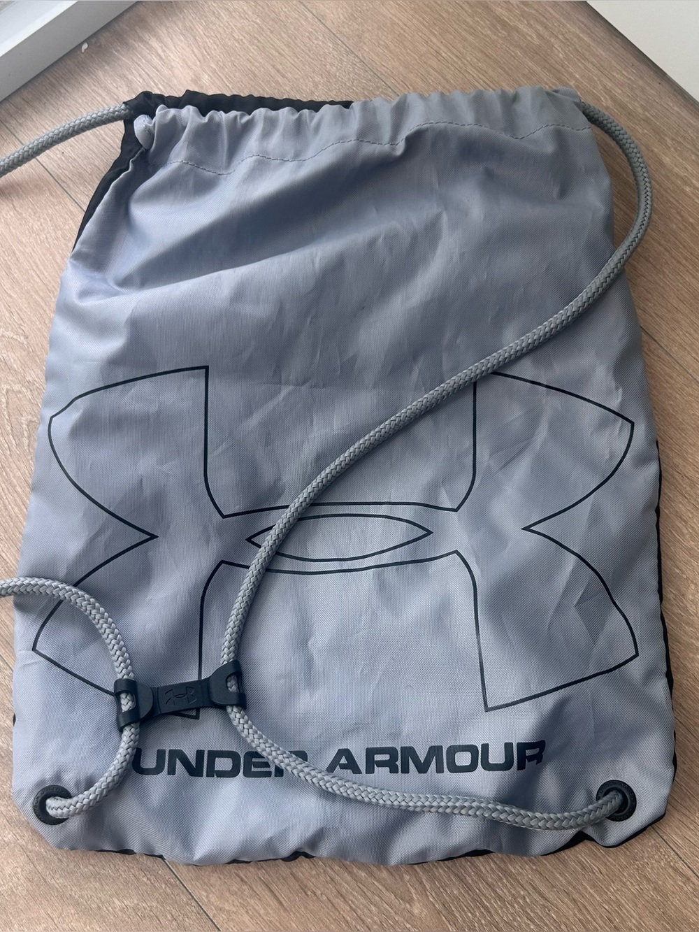 Under Armour Gray Black Logo Drawstring Gym Backpack